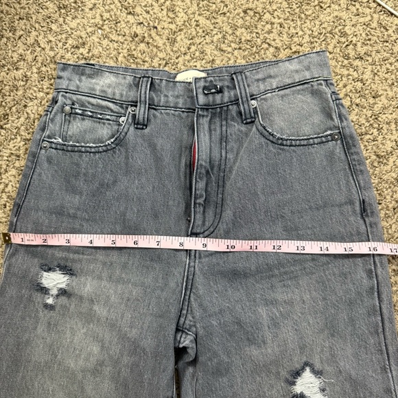Alice + Olivia Amazing Distressed High Waist Raw Cuffed Boyfriend Jean - Picture 11 of 13